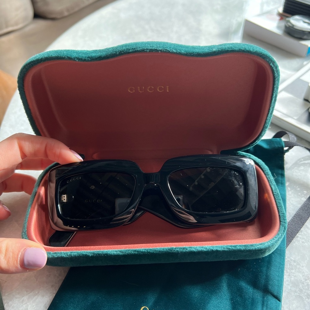 Gucci Oversized Rectangular Acetate Sunglasses - image 2